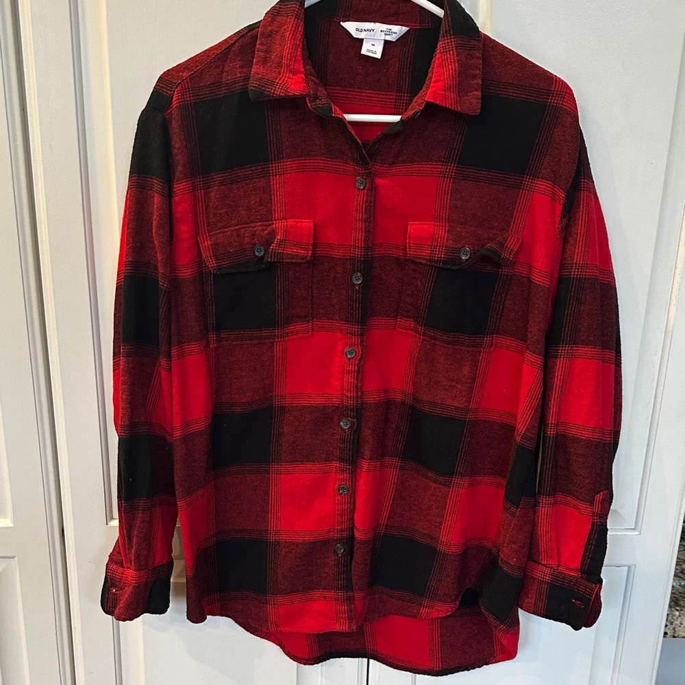 Old navy Red and Black Plaid Button-Up Shirt